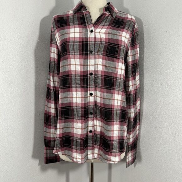 Beach Lunch Lounge Shirt‎ Womens Extra Small Dusty Rose Plaid Whitney - Picture 1 of 9